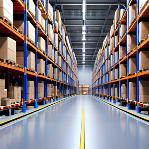 Home 19 **
> Modern, efficient warehouse interior. Focus on optimized layout, automated systems (WMS), and fast-moving products. Emphasis on organization and technology.
**