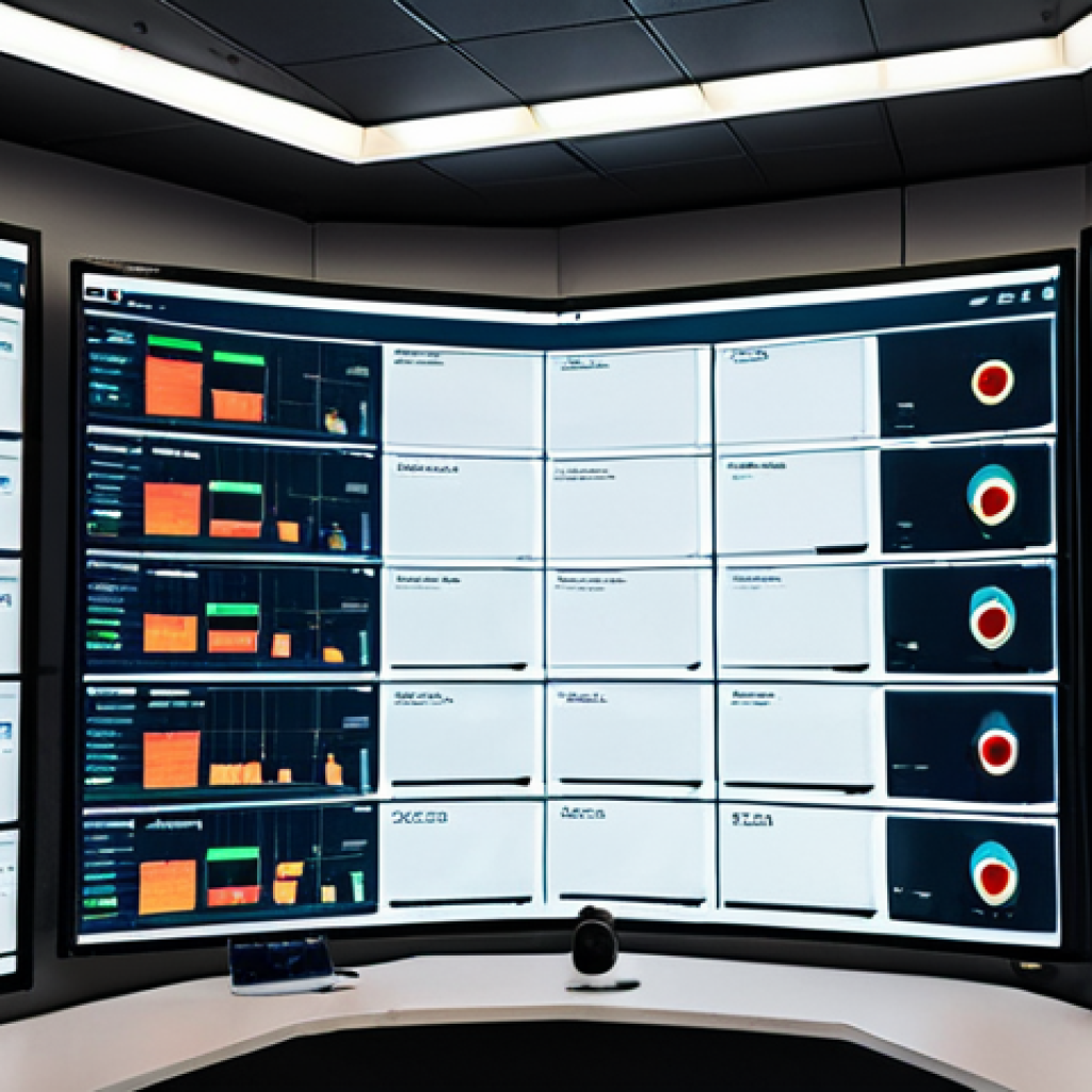 **

Prompt: A futuristic supply chain control tower. Multiple screens display real-time data visualizations of product flow, IoT sensor readings (temperature, location), and blockchain transaction records. Focus on the connectivity and transparency enabled by data. Emphasize a clean, modern aesthetic. Incorporate subtle visual cues suggesting sustainability.

**