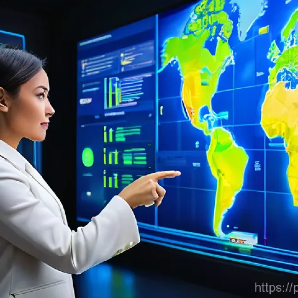 공급망관리 실무에서의 최적화 기법 - **Prompt:** "A futuristic, intelligent control room for a global supply chain, with a female logisti...