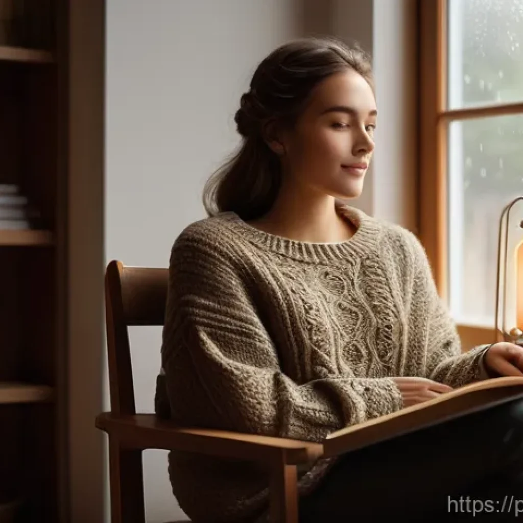 공급망관리 실무에서의 효율적 도구 활용 - **Prompt:** A cozy, autumnal indoor scene featuring a young woman (around 20s-30s) comfortably seate...