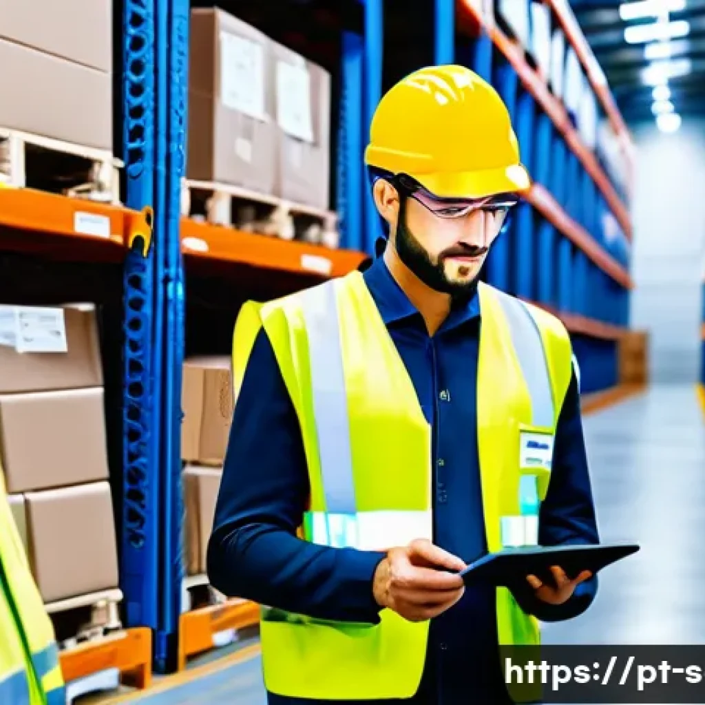 공급망관리와 스마트 물류 기술 - A modern Brazilian logistics warehouse interior with advanced digital systems, featuring workers in ...