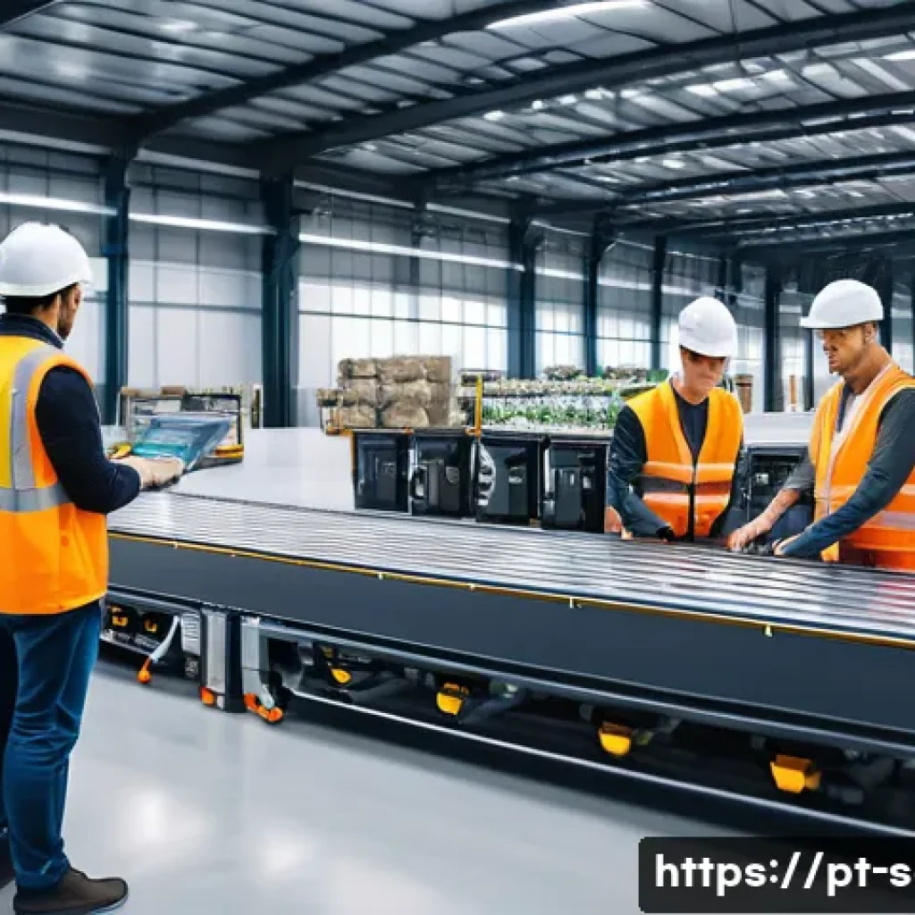 공급망관리 직무의 주요 도전과 기회 - A modern logistics warehouse interior featuring collaborative robots and AI-powered machinery effici...