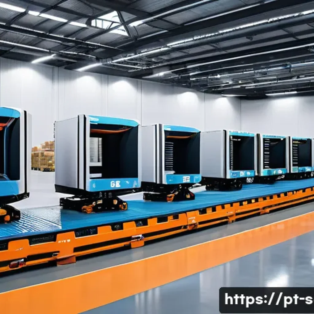 SCM와 미래의 직업 시장 - A modern logistics warehouse interior showcasing advanced automation and robotics technology in acti...