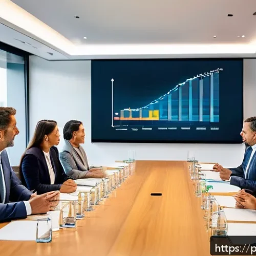 공급망관리와 협력업체 관리 - A modern corporate meeting room with diverse business professionals engaged in a transparent communi...