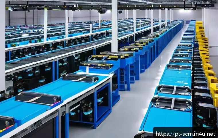 공급망관리와 혁신적인 물류 기술 - A modern Brazilian distribution center featuring collaborative robots (cobots) working safely alongs...